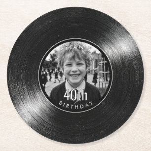 Posavasos de papel negro con aspecto de vinilo par