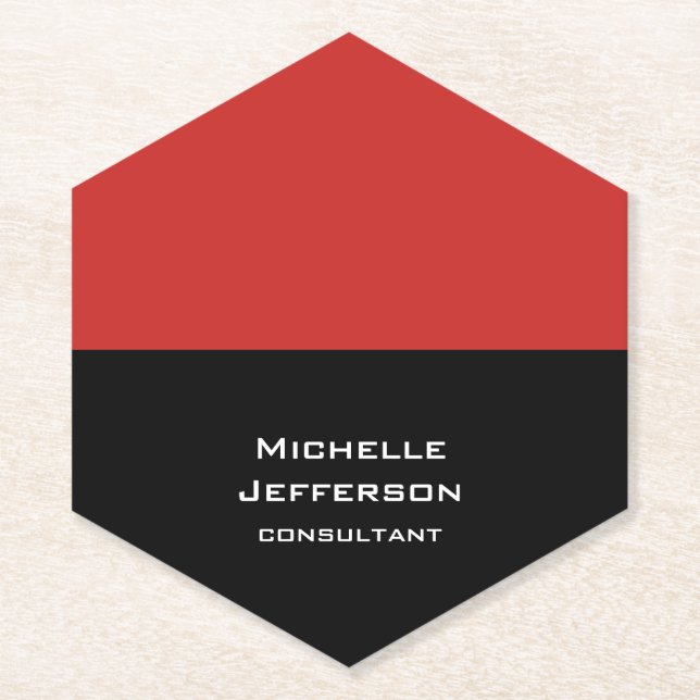 Posavasos De Papel Negro rojo vertical Resumen moderno estilo moderno (Anverso)