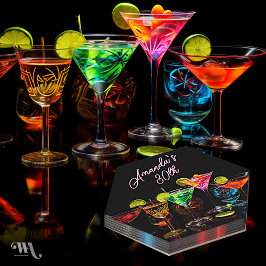 Posavasos De Papel Neon Blacklight Adulto Cocktail Cumpleaños