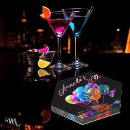 Posavasos De Papel Neon Blacklight Cocktail Balloons Cumpleaños