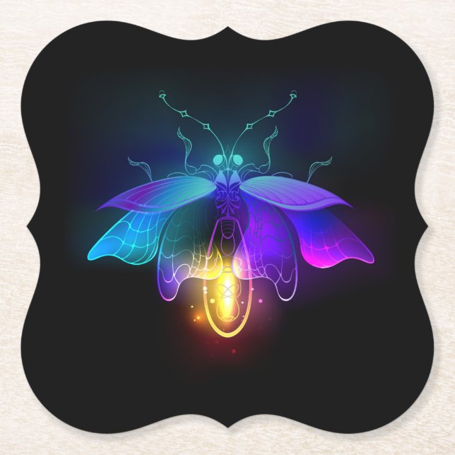 Posavasos De Papel Neon Firefly en negro (Anverso)