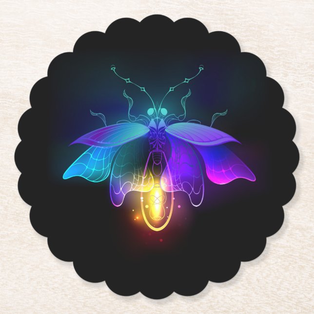 Posavasos De Papel Neon Firefly en negro (Anverso)