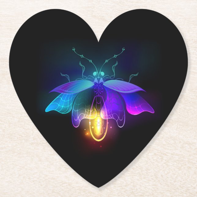 Posavasos De Papel Neon Firefly en negro (Anverso)