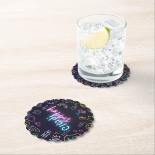 Posavasos De Papel Neon Purim