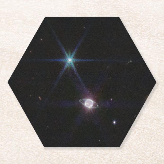 Posavasos De Papel Neptunas y lunas en infrarrojo | NIRCam | JWST (Anverso)