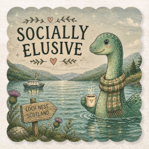 Posavasos De Papel Nessie Críptida Acogedora Socialmente Esquiva Loch