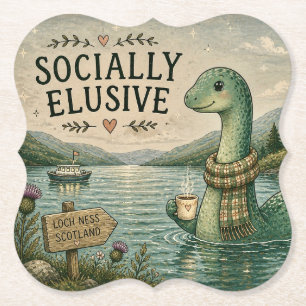 Posavasos De Papel Nessie esquiva socialmente criptozoología Loch Nes
