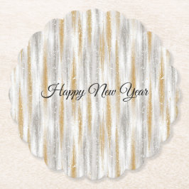 Posavasos De Papel New Year's Eve Silver Gold Stripes Celebration