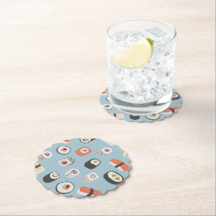 Posavasos De Papel Nigiri Maki Roll de Sushi Fun Patrón de Comida Ja
