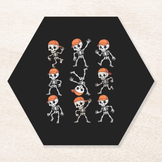 Posavasos De Papel Niños bailando esqueleto Halloween (Anverso)