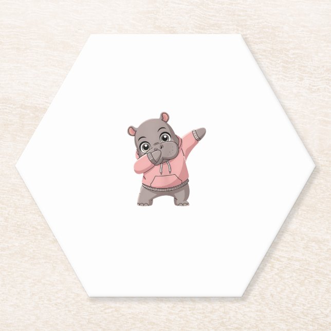 Posavasos De Papel Niños Chicas de Hippo Cute Pygmy (Anverso)