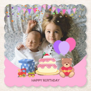 Posavasos De Papel Niños pequeños rosados juguetes conmemoración del 