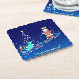 Posavasos De Papel Noche Calentadora del Corazón de Santa