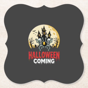 Posavasos De Papel Noche de Brujas Esqueletos Bailarines Castillo Emb