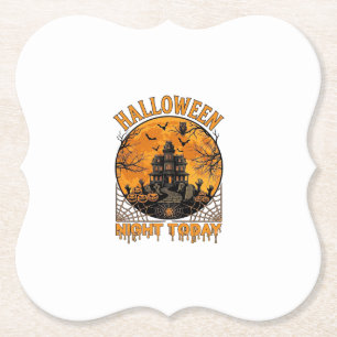 Posavasos De Papel Noche de Halloween Hoy Mansión Embrujada Calabazas