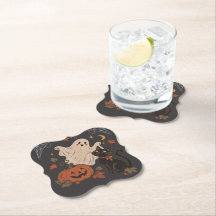 Noche de Halloween vintage con calabaza y fantasma