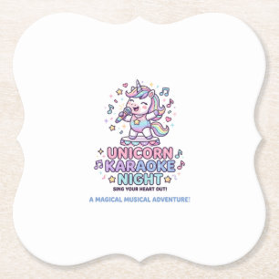 Posavasos De Papel Noche de Karaoke de Unicornio Tipografía Negrita P