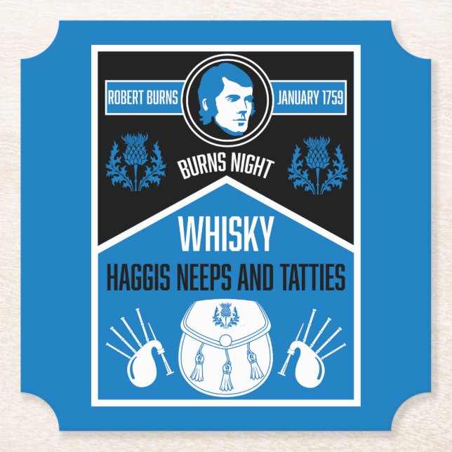 Posavasos De Papel Noche de quemaduras escocesa (Anverso)