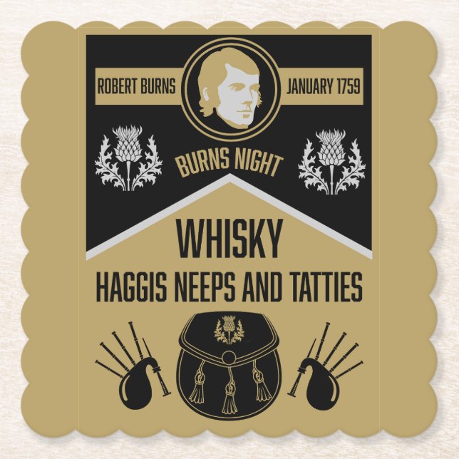 Posavasos De Papel Noche de quemaduras escocesa (Anverso)