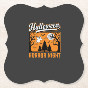 Posavasos De Papel Noche de Terror de Halloween Bosque Fantasma Retro