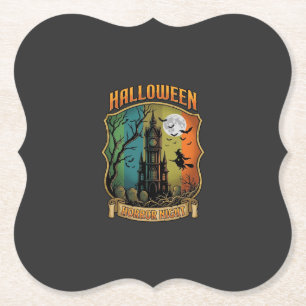Posavasos De Papel Noche de Terror de Halloween Casa Embrujada Bruja