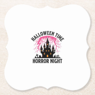 Posavasos De Papel Noche de Terror de Halloween en Castillo Embrujado