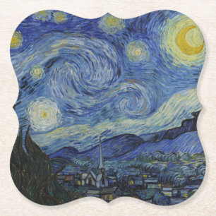 Posavasos De Papel Noche estrellada y Van Gogh/arte vintage famoso