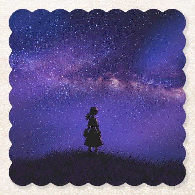 Posavasos De Papel Noche solitaria y estrellada (Anverso)