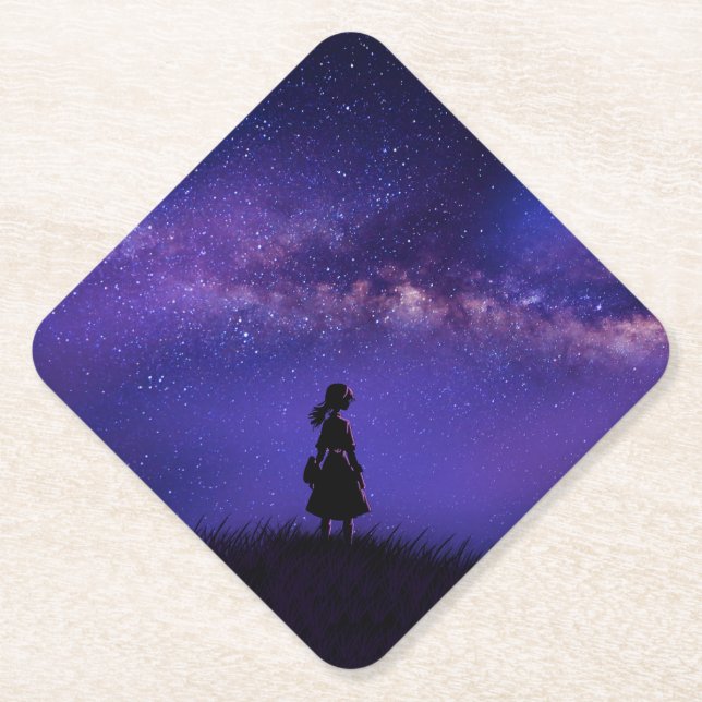 Posavasos De Papel Noche solitaria y estrellada (Anverso)