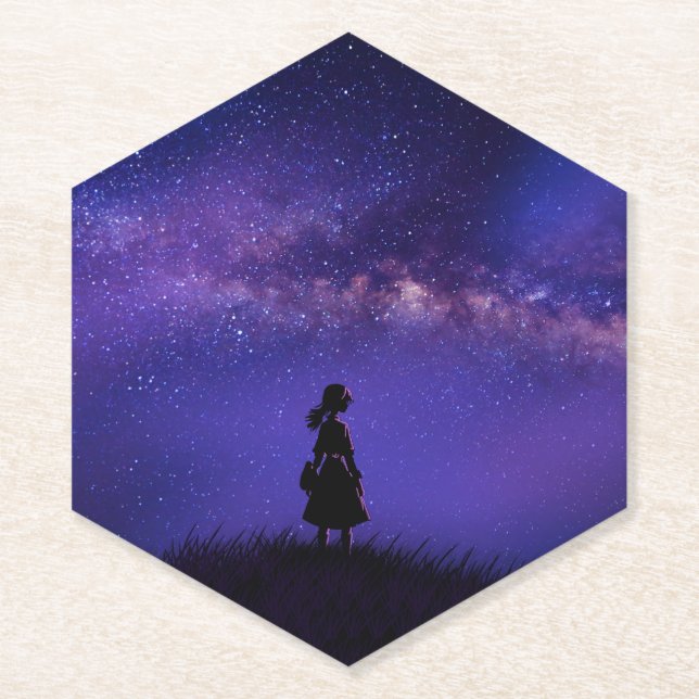Posavasos De Papel Noche solitaria y estrellada (Anverso)