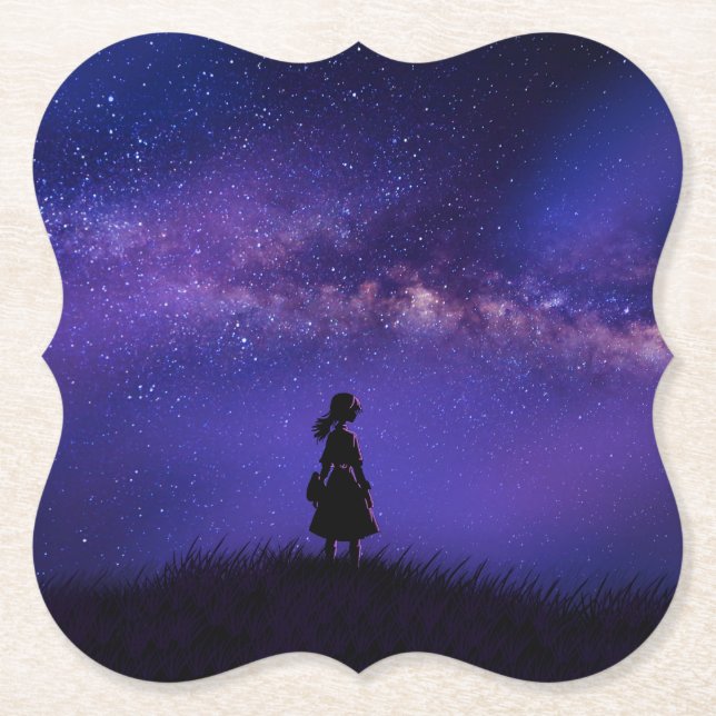 Posavasos De Papel Noche solitaria y estrellada (Anverso)