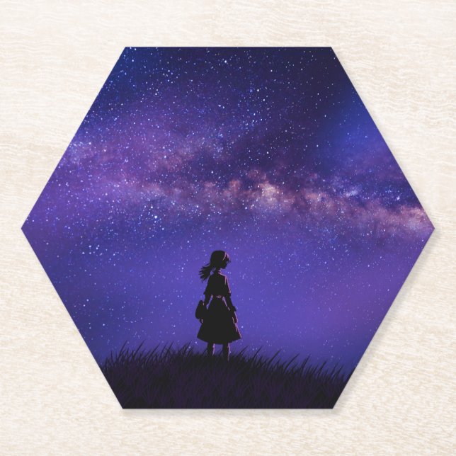 Posavasos De Papel Noche solitaria y estrellada (Anverso)