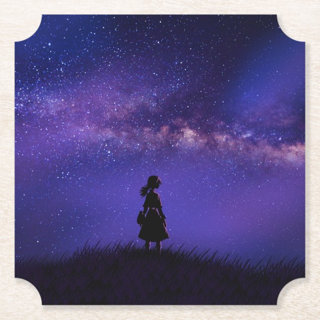 Posavasos De Papel Noche solitaria y estrellada (Anverso)
