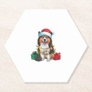 Posavasos De Papel Nochebuena divertida iluminando Santa Hat Tamaskan