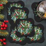 Posavasos De Papel NOEL Greenery Holiday Black<br><div class="desc">La palabra NOEL entre hojas de invierno y bayas sobre fondo negro (o cualquier color),  estos embutidos de papel son elegantes para cualquier ocasión de Navidad de vacaciones. COINCIDIENDO con los artículos de nuestra tienda.</div>