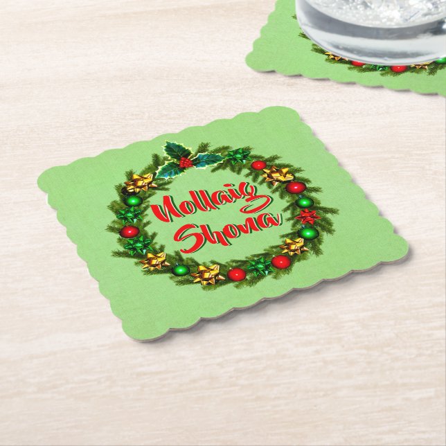 Posavasos De Papel Nollaig Irlandés Shona Feliz Navidad (En perspectiva)