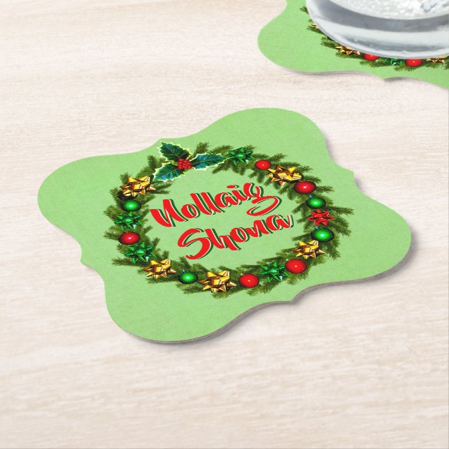 Posavasos De Papel Nollaig Irlandés Shona Feliz Navidad (En perspectiva)