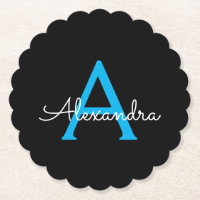 Nombra de monograma de guión azul negro