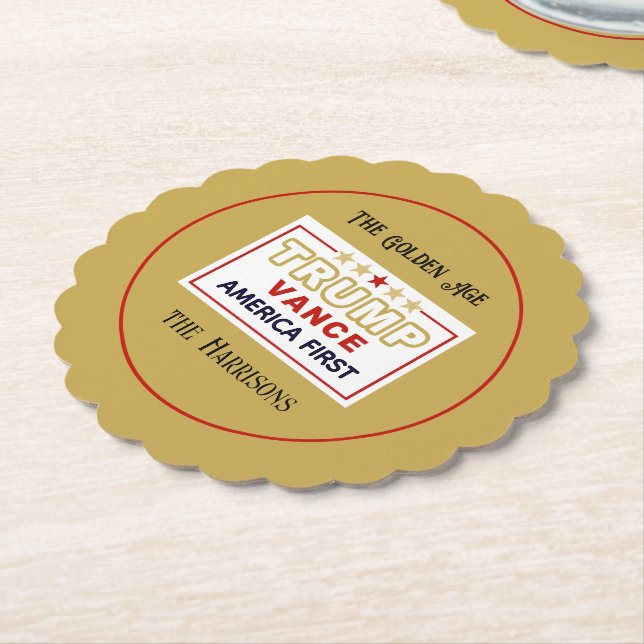 Posavasos De Papel Nombre, 2025 Trump-Vance America en primer lugar,  (En perspectiva)