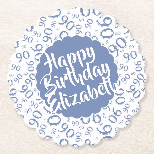 Posavasos De Papel Nombre:  90.º Nacimiento Patrón de número al azar  (Anverso)