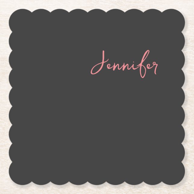 Posavasos De Papel Nombre de caligrafía profesional de placa Minimali (Anverso)