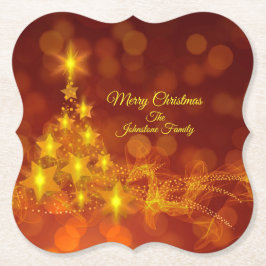 Posavasos De Papel Nombre de cambio de árbol de estrellas de oro de c