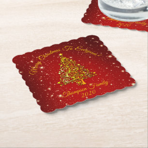 Posavasos De Papel Nombre de las estrellas del árbol de oro rojo de c