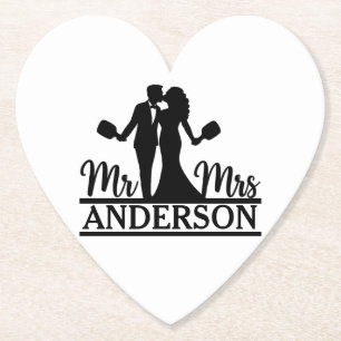 Posavasos De Papel Nombre de Pareja Personalizado Moderno Vibraciones