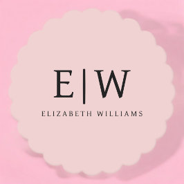 Posavasos De Papel Nombre del Monograma de Rubor Dusty Pink Moderne S