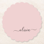 Posavasos De Papel Nombre del Monograma de Rubor Dusty Pink Moderne S<br><div class="desc">Rubor Dusty Pink Simple Script Monograma Nombre Papel Adulador. Esto hace que la graduación perfecta,  el cumpleaños,  el boda,  la ducha de novia,  el aniversario,  la ducha de bebé o la fiesta de soltera sea un regalo para alguien que ama el lujo glam y los estilos de moda.</div>