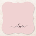 Posavasos De Papel Nombre del Monograma de Rubor Dusty Pink Moderne S<br><div class="desc">Rubor Dusty Pink Simple Script Monograma Nombre Papel Adulador. Esto hace que la graduación perfecta,  el cumpleaños,  el boda,  la ducha de novia,  el aniversario,  la ducha de bebé o la fiesta de soltera sea un regalo para alguien que ama el lujo glam y los estilos de moda.</div>