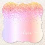 Posavasos De Papel Nombre del Monograma Metalizado del Purpurina Rain<br><div class="desc">Purpurina De Espuma Metálica De Relieve metalizado Arcoiris Pastel Faux Cepa De Papel De Monograma Metalizado. Esto hace que la graduación perfecta, el cumpleaños, el boda, la ducha de novia, el aniversario, la ducha de bebé o la fiesta de soltera sea un regalo para alguien que ama el lujo glam...</div>