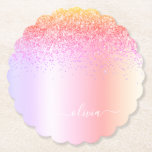Posavasos De Papel Nombre del Monograma Metalizado del Purpurina Rain<br><div class="desc">Purpurina De Espuma Metálica De Relieve metalizado Arcoiris Pastel Faux Cepa De Papel De Monograma Metalizado. Esto hace que la graduación perfecta, el cumpleaños, el boda, la ducha de novia, el aniversario, la ducha de bebé o la fiesta de soltera sea un regalo para alguien que ama el lujo glam...</div>