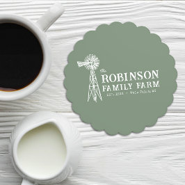 Posavasos De Papel Nombre Familiar Granja Rústico Molino de viento Sa